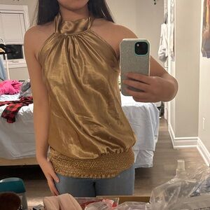 Y2K Gold Halter Neck Blouse